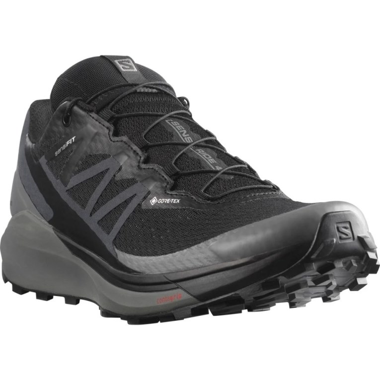 Black Salomon Sense Ride 4 GTX Invisible Fit Men's Trail Running Shoes | IE OF5836